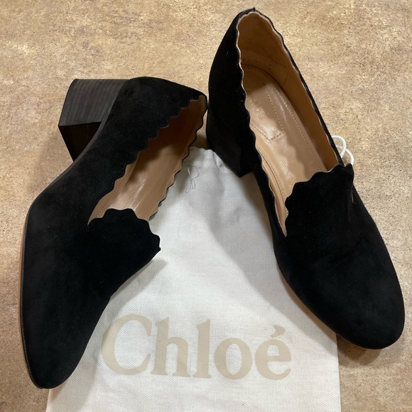 Chloe Shoes - Chloe Scalloped Suede Loafers